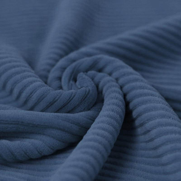 Jeansblauer Breitcord Nicki Velour Stretch