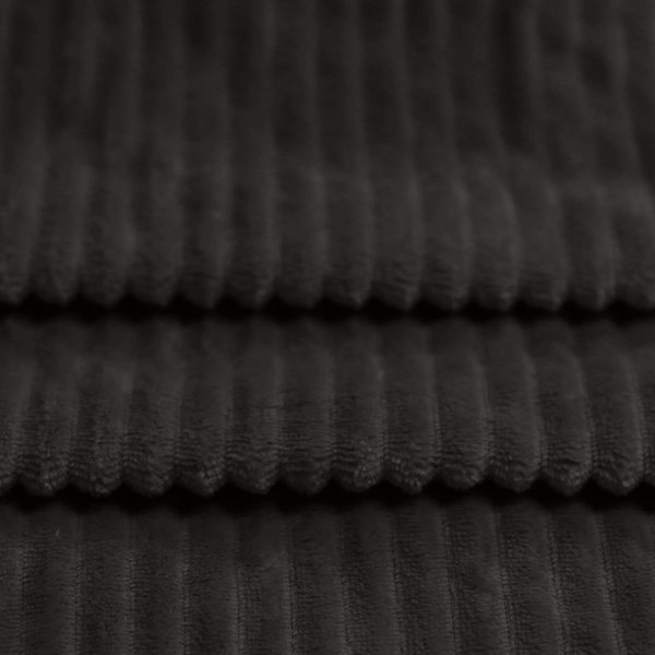 Minky Fleece mit Streifen (gerippt) in schwarz